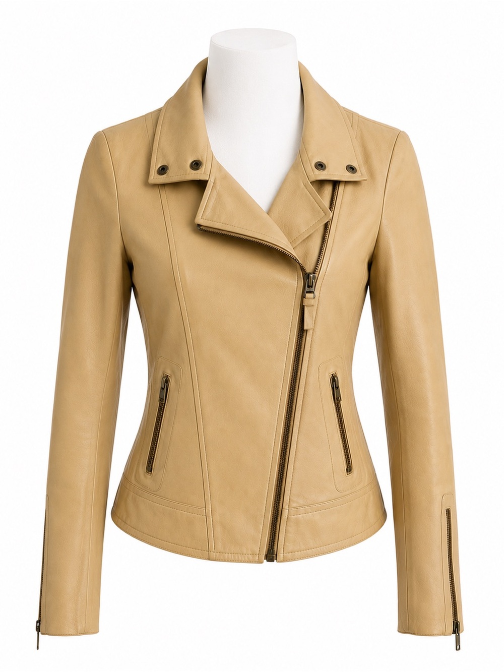 Size XS Mackage for Aritzia Women’s Lamb Leather Moto Jacket Beige Y2K‎